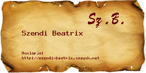 Szendi Beatrix névjegykártya